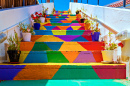 Colorful Stairs on the Street of Tunis